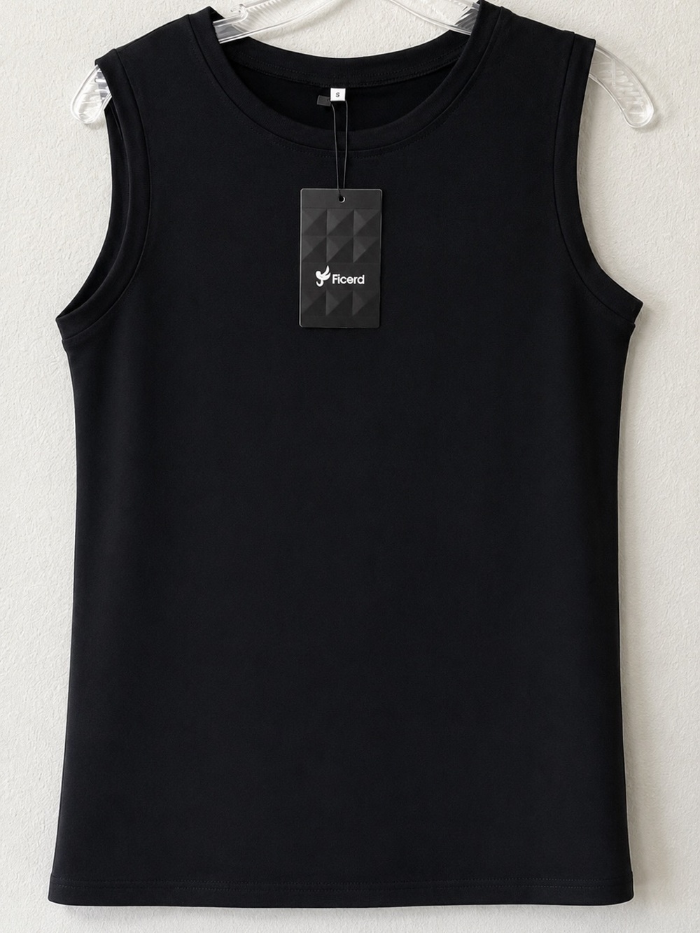 FICERD Women’s Black Sleeveless Crew neck Tank Top Athletic Wear SZ S